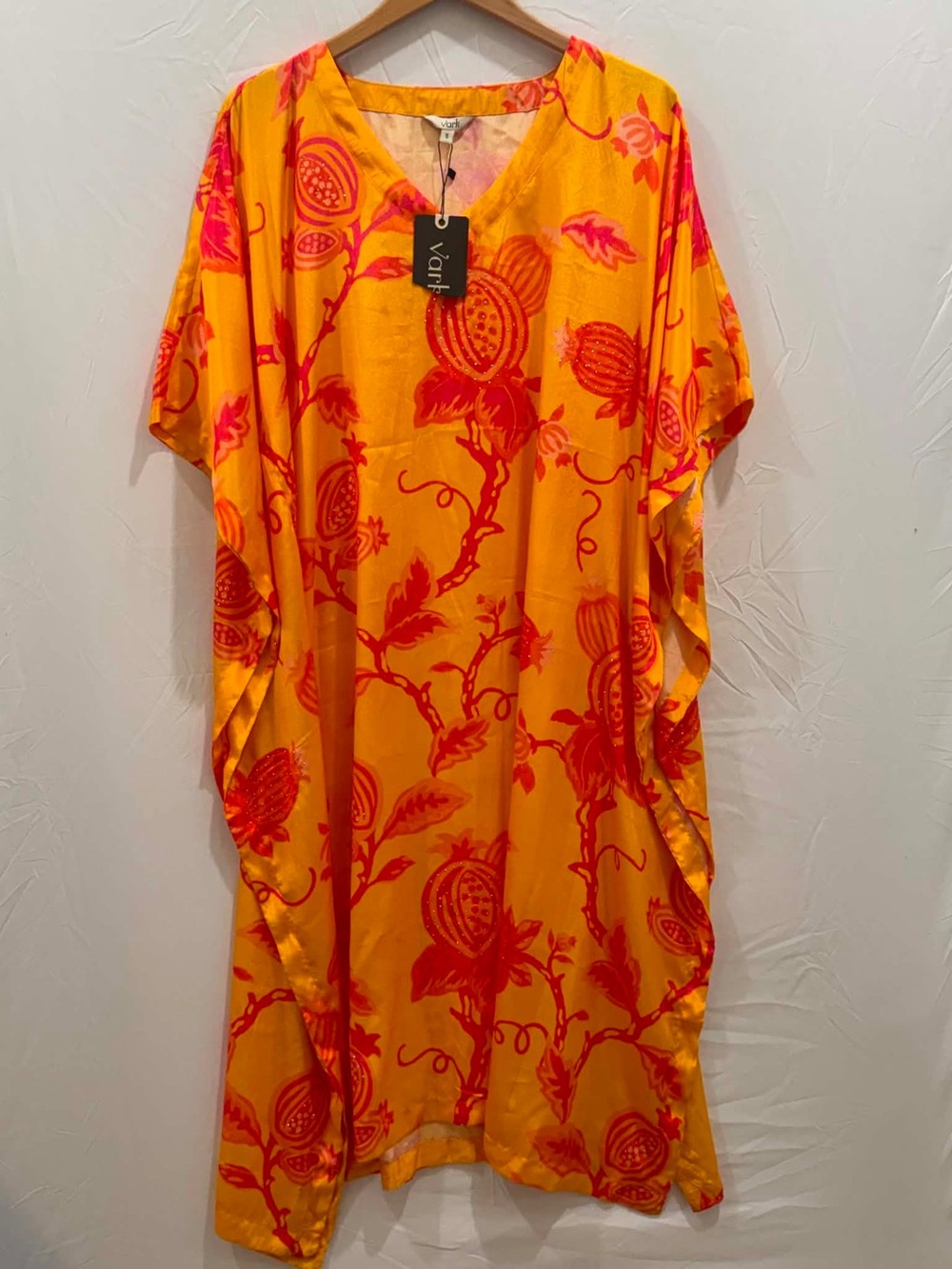 Vark Bright Orange & Yellow Floral Kaftan Women S